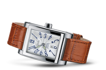 Rectangular Day Date, Grey, Leather Strap