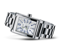 Rectangular Day Date, Grey, Stainless steel Strap
