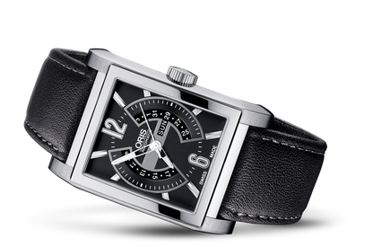 Rectangular Titan Day Date, Black, Leather Strap