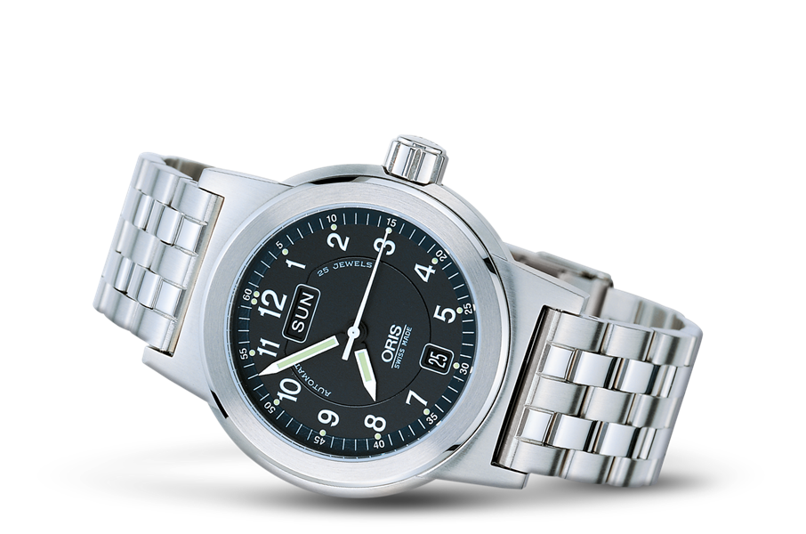 BC3 Day Date, Black, Stainless steel Strap