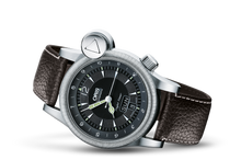 Flight TimerÂ² Day Date, Black, Leather Strap