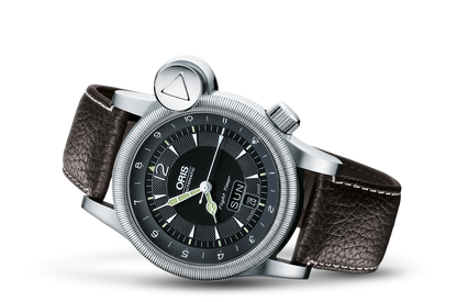 Flight TimerÂ² Day Date, Black, Leather Strap