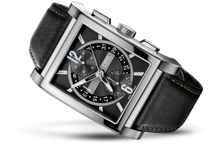 Rectangular Titan Chronograph, Black, Leather Strap