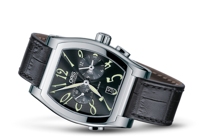 Tonneau Worldtimer, Black, Leather Strap