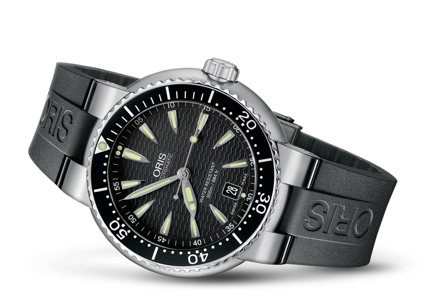 Divers Date, Black, Rubber Strap