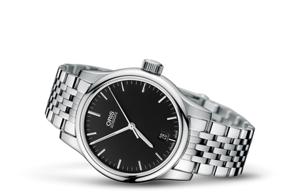 Classic Date, Black, Stainless steel Strap
