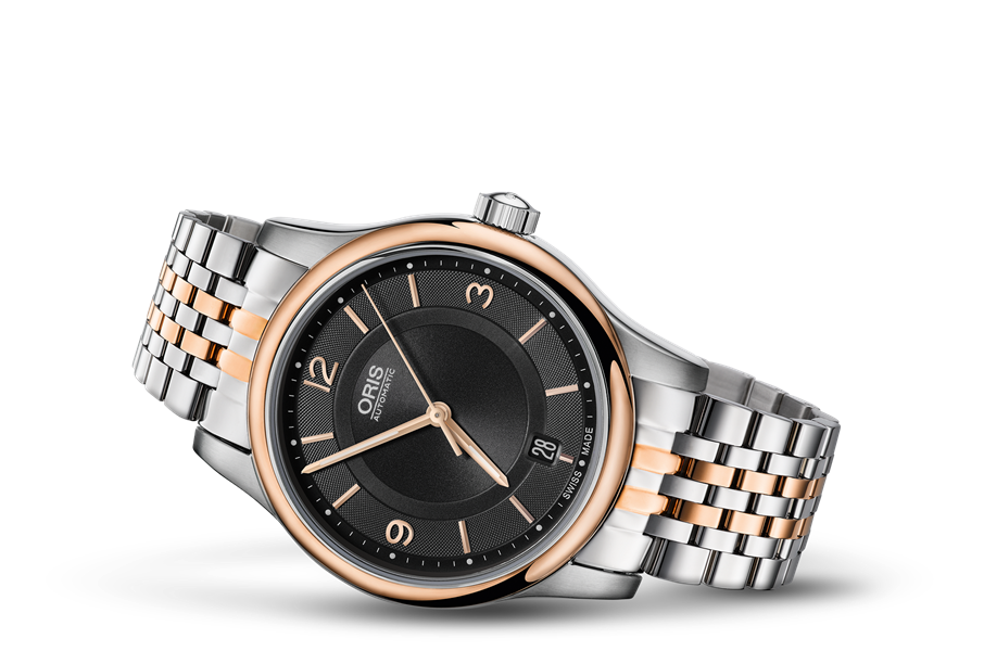 Classic Date, Black, Stainless steel Strap
