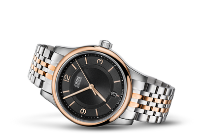 Classic Date, Black, Stainless steel Strap