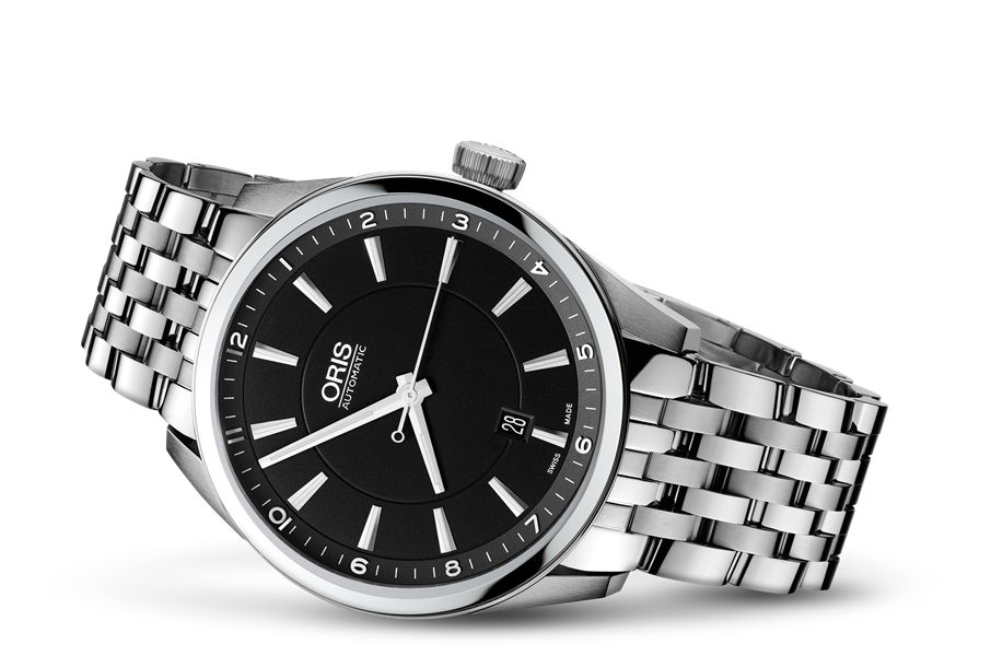 Artix Date, Black, Stainless steel Strap