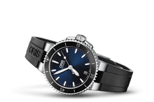 Aquis Date, Blue, Rubber Strap