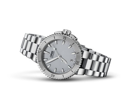 Aquis Date, Grey, Stainless steel Strap