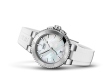 Aquis Date, White, Rubber Strap