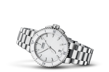 Aquis Date, White, Stainless steel Strap