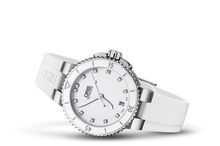Aquis Date Diamonds, White, Rubber Strap
