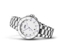 Aquis Date Diamonds, White, Stainless steel Strap