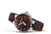 Aquis Date Diamonds, Brown, Textile Strap