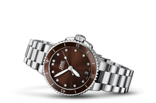 Aquis Date Diamonds, Brown, Stainless steel Strap