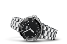 Aquis Date Diamonds, Black, Stainless steel Strap