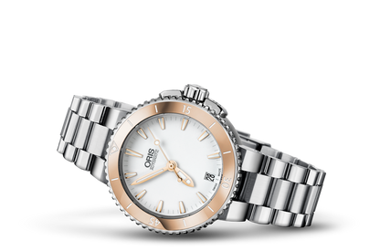 Aquis Date, White, Stainless steel Strap