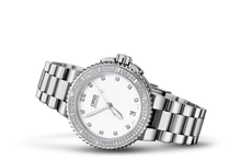 Aquis Date Diamonds, White, Stainless steel Strap
