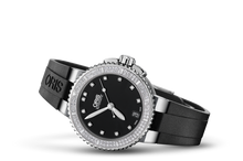 Aquis Date Diamonds, Black, Rubber Strap