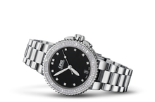Aquis Date Diamonds, Black, Stainless steel Strap