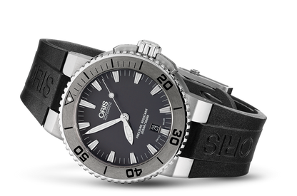 Aquis Date, Grey, Rubber Strap