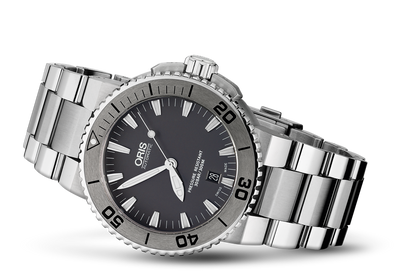 Aquis Date, Grey, Stainless steel Strap