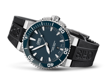 Aquis Date, Blue, Rubber Strap