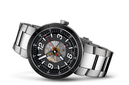 TT1 Engine Date, Black, Stainless steel Strap