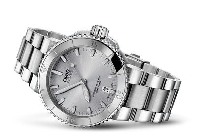Aquis Date, Grey, Stainless steel Strap