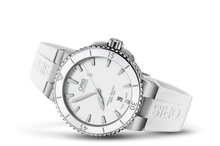 Aquis Date, White, Rubber Strap