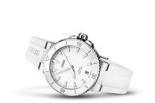 Aquis Date, White, Rubber Strap
