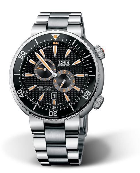 Regulateur â€œDer Meistertaucherâ€?, 49.00 mm, Black, Rubber Strap, Stainless steel screw-in security crown and Helium valve, Multi-piece titanium case, minutes scale top ring