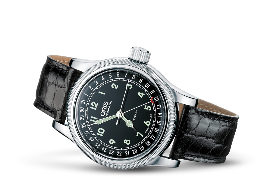 Big Crown Original Pointer Date, Black, Leather Strap