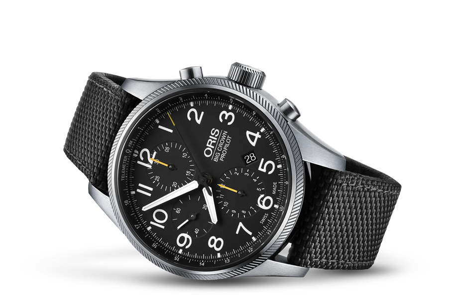 Big Crown ProPilot Chronograph, Black, Textile Strap