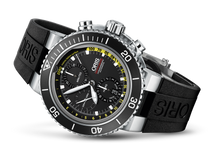 Aquis Depth Gauge Chronograph, Black, Rubber Strap