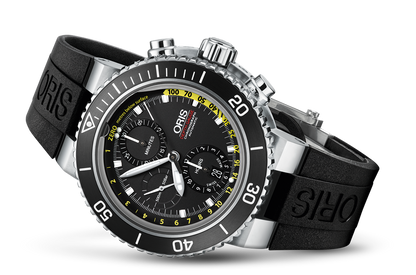 Aquis Depth Gauge Chronograph, Black, Rubber Strap