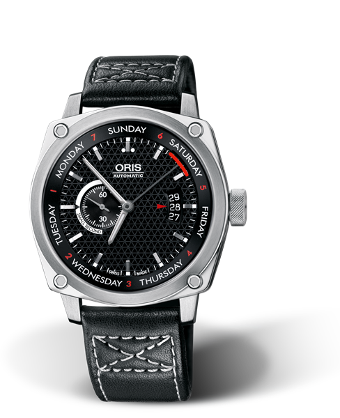 BC4 Small Second, Pointer Day, 42.70 mm, Black, Leather Strap, Stainless steel Oris Quick Lock security crown, Multi-piece stainless steel case