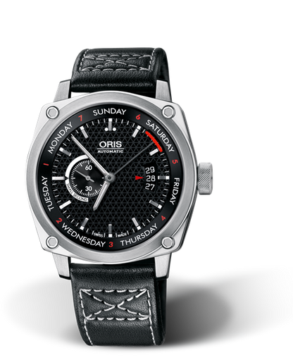 BC4 Small Second, Pointer Day, 42.70 mm, Black, Leather Strap, Stainless steel Oris Quick Lock security crown, Multi-piece stainless steel case