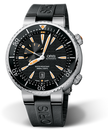 Divers Small Second, Date, 47.00 mm, Black, Rubber Strap, Stainless steel screw-in security crown and Helium valve, Multi-piece stainless steel case, minutes scale top ring