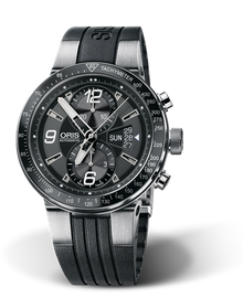 WilliamsF1 Team Chronograph, 45mm, Black, Rubber Strap, Stainless steel crown and pushers, Multi-piece stainless steel case, tachymeter scale top ring, flexible lugs