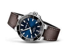Aquis Date, Blue, Leather Strap