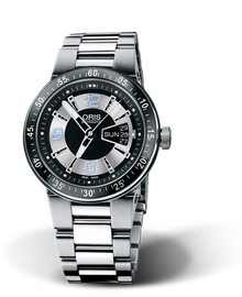 WilliamsF1 Team Day Date 2008, 42mm, Black, Stainless steel Strap, Stainless steel crown, Multi-piece stainless steel case, minutes scale top ring, flexible lugs