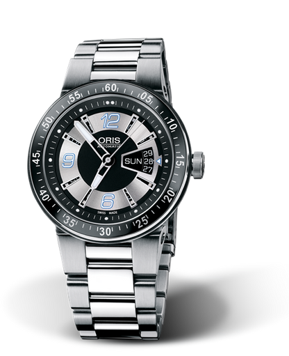 WilliamsF1 Team Day Date 2008, 42mm, Black, Stainless steel Strap, Stainless steel crown, Multi-piece stainless steel case, minutes scale top ring, flexible lugs