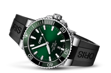 Aquis Date, Green, Rubber Strap