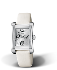 Rectangular Date Diamonds, 25.90 x 37mm, Grey, Textile Strap, Stainless steel crown, Multi-piece stainless steel case, set with 42 Top Wesselton G, VVS 2 diamonds (0,148 ct.)