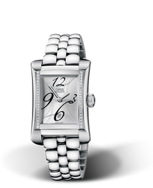 Rectangular Date Diamonds, 25.90 x 37mm, Grey, Stainless steel Strap, Stainless steel crown, Multi-piece stainless steel case, set with 42 Top Wesselton G, VVS 2 diamonds (0,148 ct.)