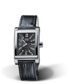 Rectangular Date 2002, 24.00 x 36mm, Black, Leather Strap, Stainless steel crown, Multi-piece stainless steel case