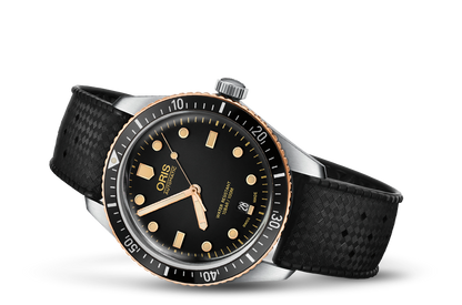 Divers Sixty-Five, Black, Rubber Strap